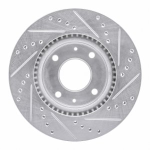 Hyundai Sonata Brake Rotor (1) - Front Left - R1 Concepts - Drilled & Slotted - Silver - `02-`06